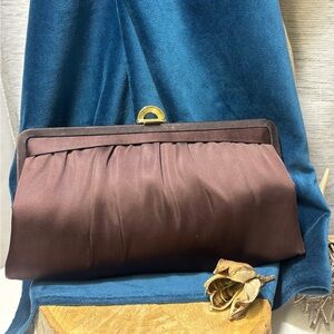 Elegant Vintage - “Mardane” Satin Brown Evening Clutch/HandBag